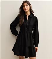 Women's Black Tiered Shirt Mini Dress New Look