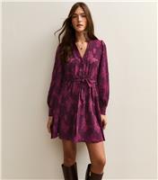 Women's Dark Burgundy Floral Devore Mini Dress New Look