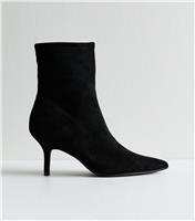 Women's Black Faux Suede Pointed Toe Ankle Boots New Look