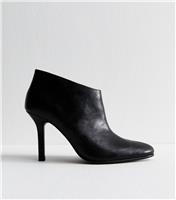 Women's Black Faux Leather Heeled Shoe Boot Vegan New Look