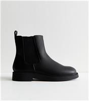 Women's Extra Wide Fit Black Faux Leather Chelsea Ankle Boots Vegan New Look