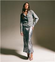 Women's Silver Metallic Bias Cut Midi Skirt New Look