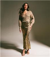 Women's Gold Metallic Bias Cut Midi Skirt New Look