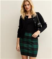 Women's Green Check Jacquard Tube Mini Skirt New Look