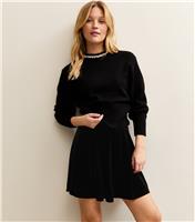 Women's Black Velvet Pleated Mini Skirt New Look