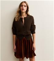 Women's Brown Velvet Pleated Mini Skirt New Look