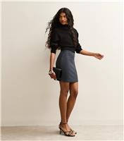 Women's Petite Navy Glitter Mini Skirt New Look