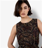Women's Black Leaf Print Sleeveless Top Apricot New Look
