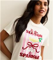 Women's White Sequin Cocktail T-Shirt New Look