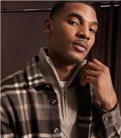 Men's Brown Regular Fit Long Sleeve Checked Over Shirt New Look