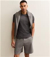 Men's Mid Grey Regular Drawstring Shorts New Look