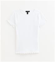 Women's Tall White Ribbed Jersey Babylock T-Shirt New Look