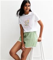 Women's White Floral Stamp Print Relaxed Fit T-Shirt New Look