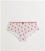 Girls' Cream Striped Christmas Bear Briefs New Look