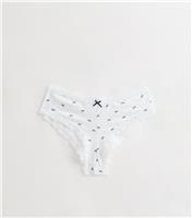 Girls' White Lace Trim Bows Briefs New Look
