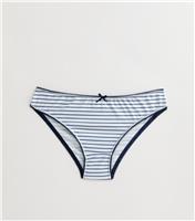 Girls' Blue Striped Micro Briefs New Look