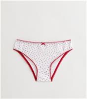 Girls' White Hearts Briefs New Look