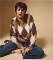 Women's Brown Brushed Diamond Pattern Jumper New Look