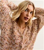 Women's Light Pink Shimmer Thread Ribbed Knit Cardigan New Look