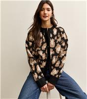 Women's Black Leopard Print Crew Neck Cardigan New Look