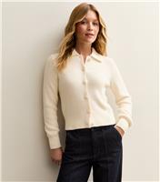 Women's Off White Collared Cardigan New Look