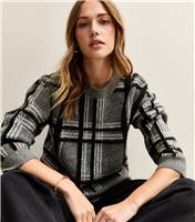 Women's Grey Sparkle Check Knit Jumper New Look