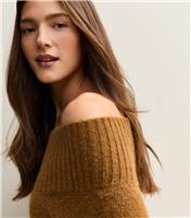 Women's Tan Off The Shoulder Jumper New Look