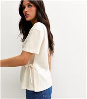Women's Cream Tie Side T-shirt New Look