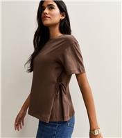 Women's Brown Tie Side T-shirt New Look