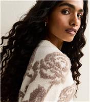 Women's Petite Cream Floral Fluffy Jumper New Look