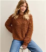 Women's Tan Looped Fringe Jumper New Look