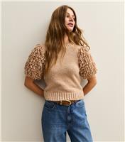 Women's Camel Loop Stitch Sleeve Knitted Top New Look