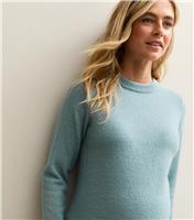 Women's Maternity Light Blue Knitted Crew Neck Jumper New Look