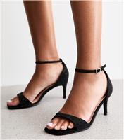 Women's Wide Fit Black Gem Embellished Open Toe Sandals Vegan New Look