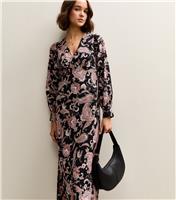 Women's Black Paisley Long Sleeve Midi Dress New Look