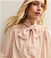Women's Pink Pussybow Neck Blouse New Look