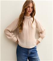 Women's Off White Gathered High Neck Long Sleeve Top New Look