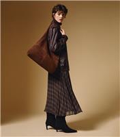 Women's Brown Check Chiffon Pleated Midi Skirt New Look