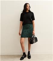 Women's Green Baroque Jacquard Tube Skirt New Look