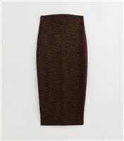 Women's Maternity Brown Leopard Jacquard Tube Skirt New Look