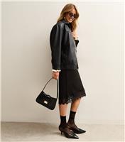 Women's Black Lace Trim Slip Skirt New Look