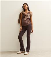 Women's Maternity Brown Stretch Jersey Kickflare Leggings New Look