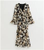 Women's Petite Vintage Floral Chiffon Midi Dress New Look