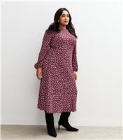 Women's Plus Size Red Floral Print Midi Dress Curves New Look