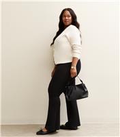 Women's Plus Size Black Kick Flare Leggings Curves New Look