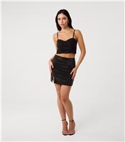 Women's Black Diamante Embellished Side Split Skirt Pink Vanilla New Look