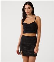 Women's Black Diamante Embellished Cropped Top Pink Vanilla New Look