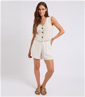 Women's Stone Striped Tailored Shorts Urban Bliss New Look