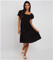 Women's Black Smocked Milkmaid Dress Urban Bliss New Look