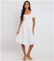 Women's White Smocked Milkmaid Dress Urban Bliss New Look